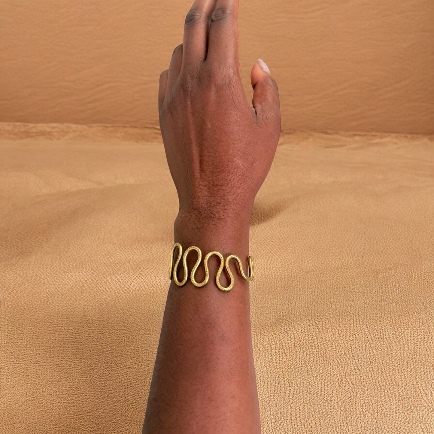 Dundu - Curved Brass Bracelet - Handmade in Senegal, West Africa