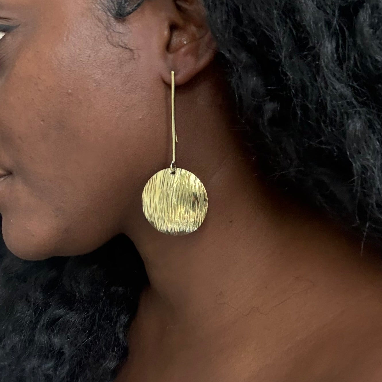 Koba - Lightweight Handmade Brass Earrings- Hammered design - Made in Senegal