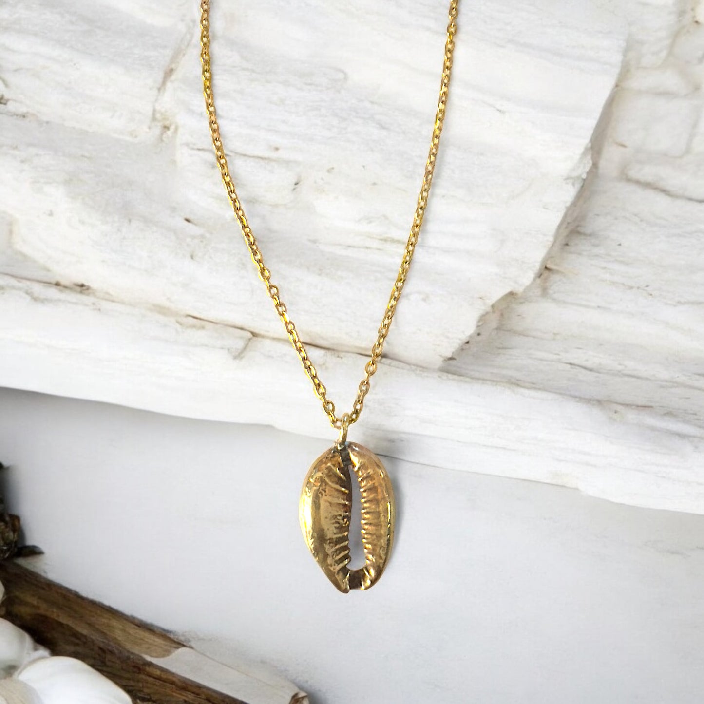 Zuri - Handmade Brass Necklace with Cowrie Shell Shape