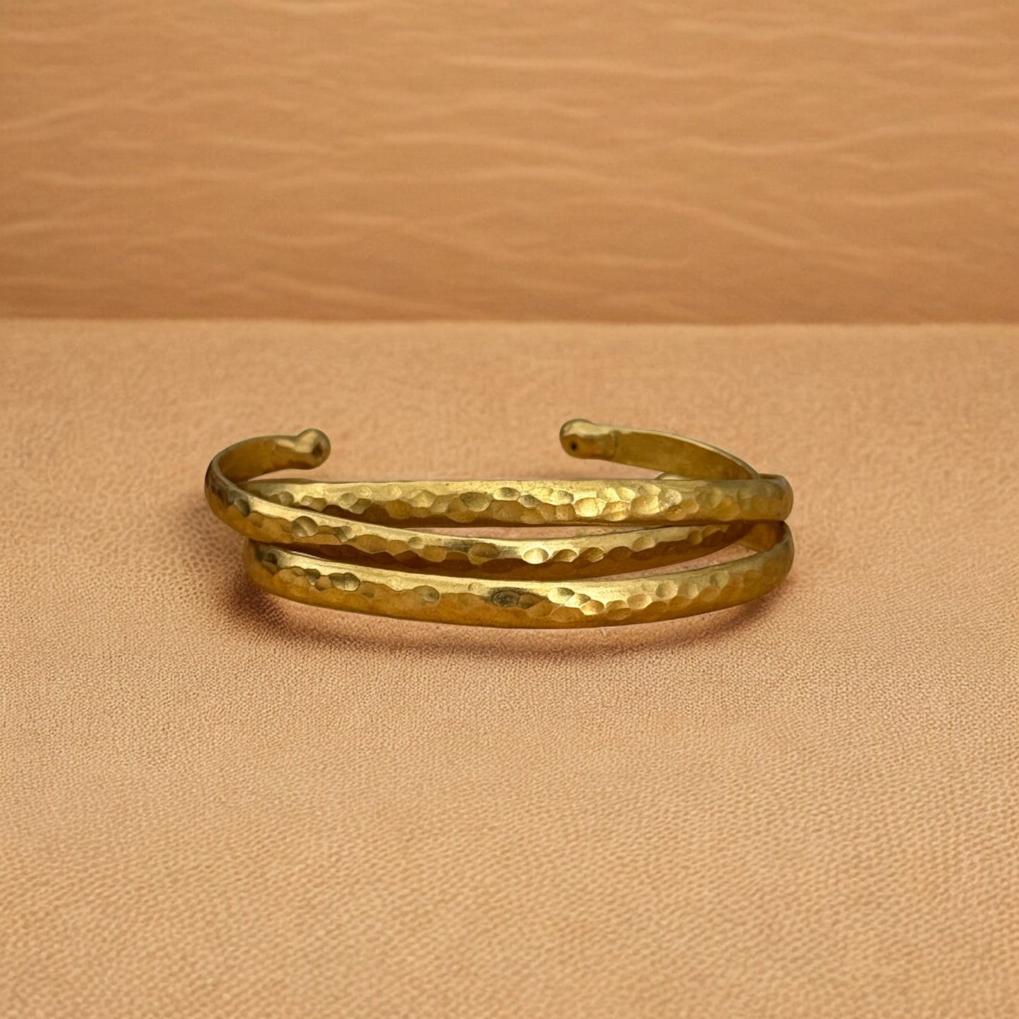 Dita - Handmade Brass Bracelet- Adjustable- Hammered design - Made in Senegal