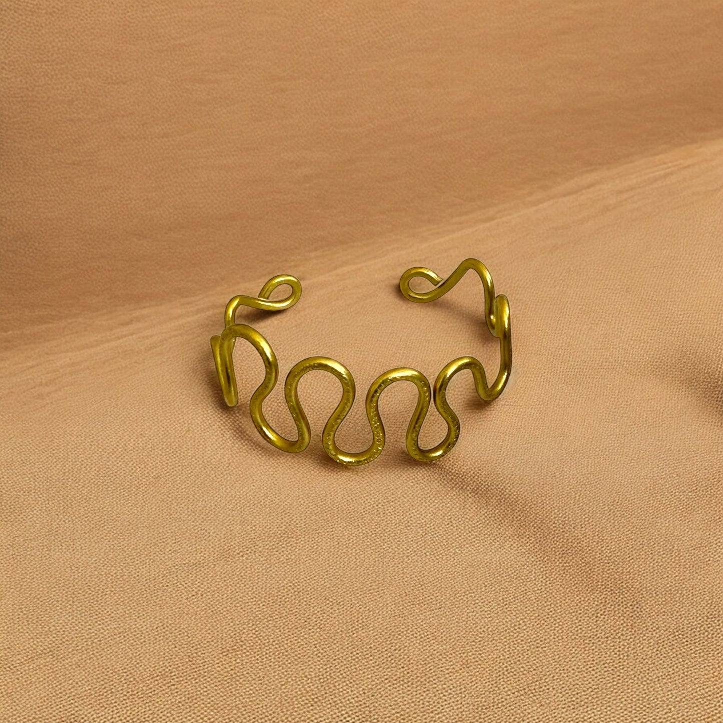 Dundu - Curved Brass Bracelet - Handmade in Senegal, West Africa
