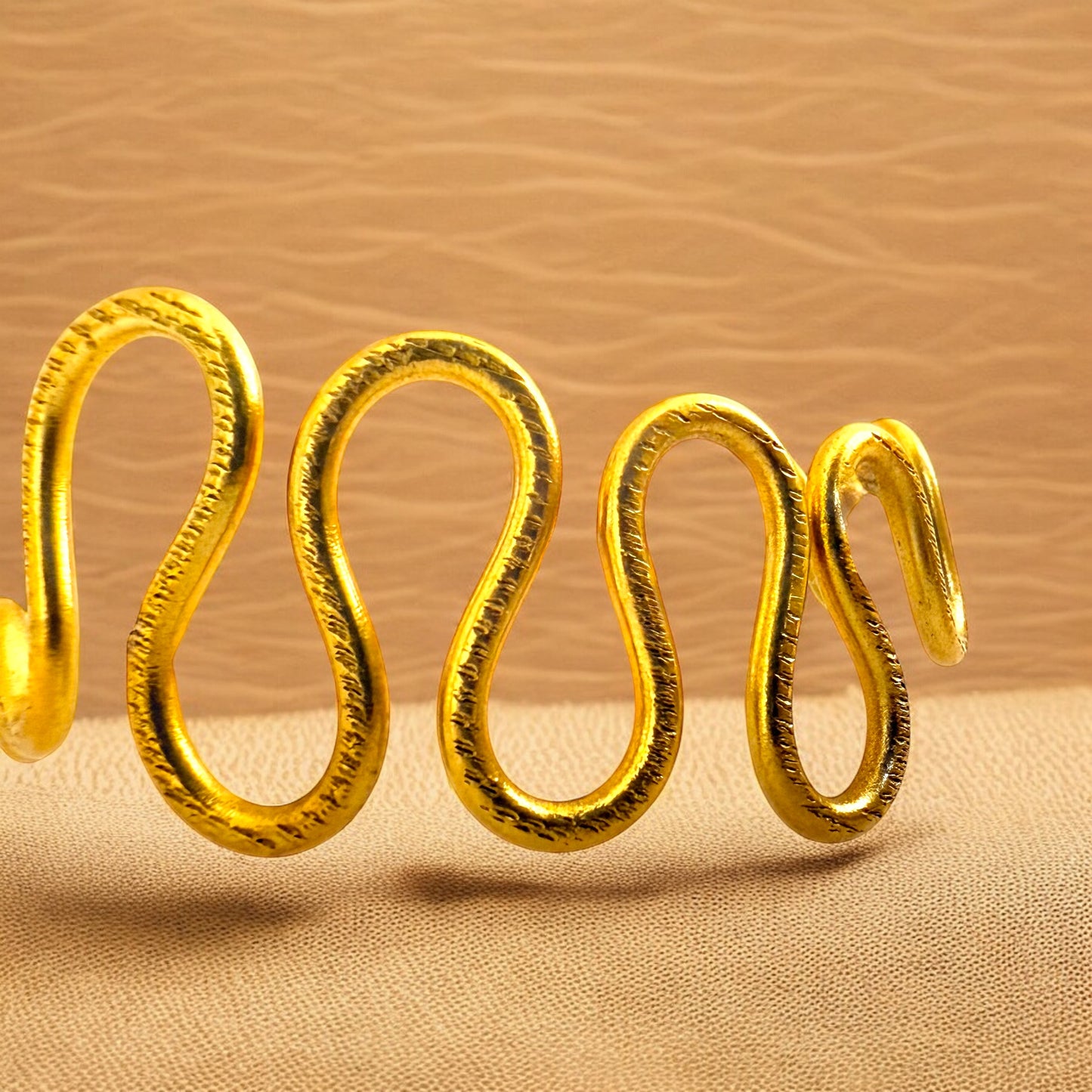 Dundu - Curved Brass Bracelet - Handmade in Senegal, West Africa