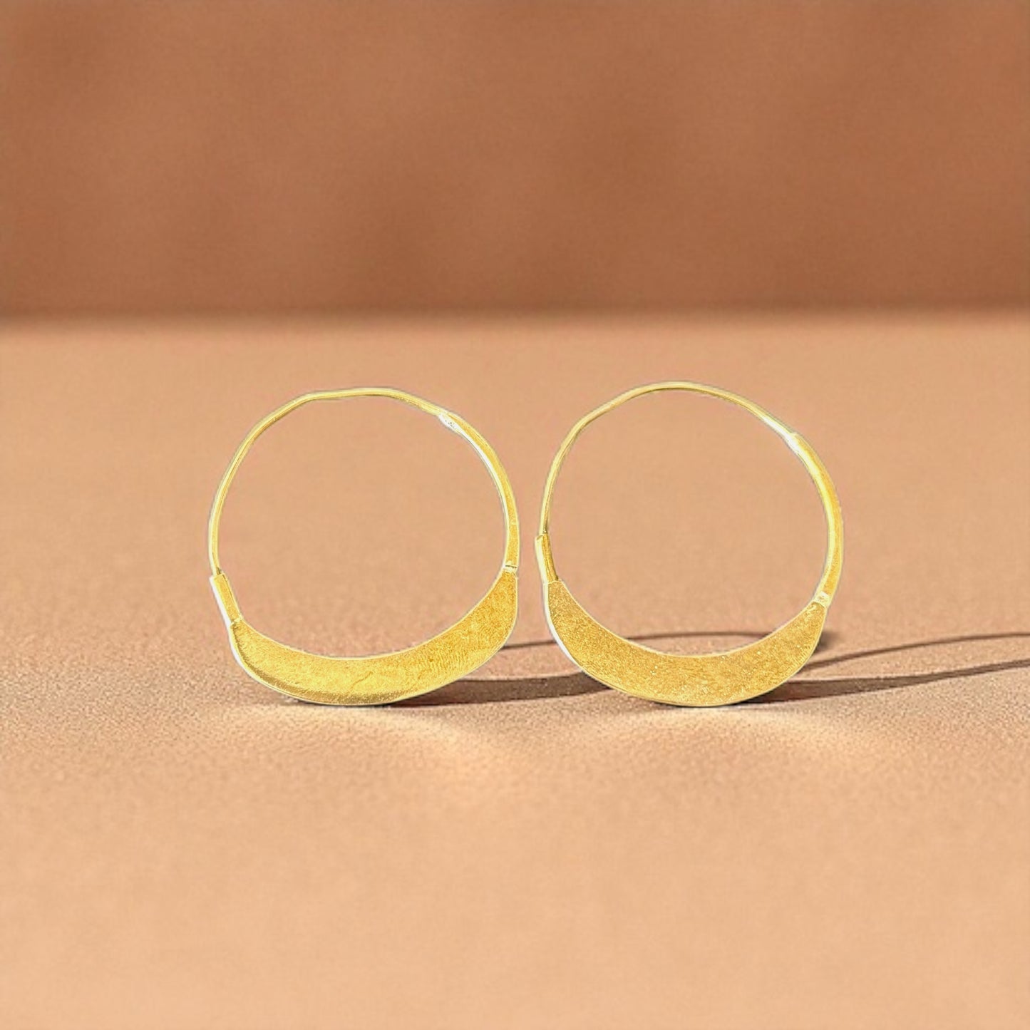Kimi - Handmade Moon shaped Brass Earrings- Made in Senegal