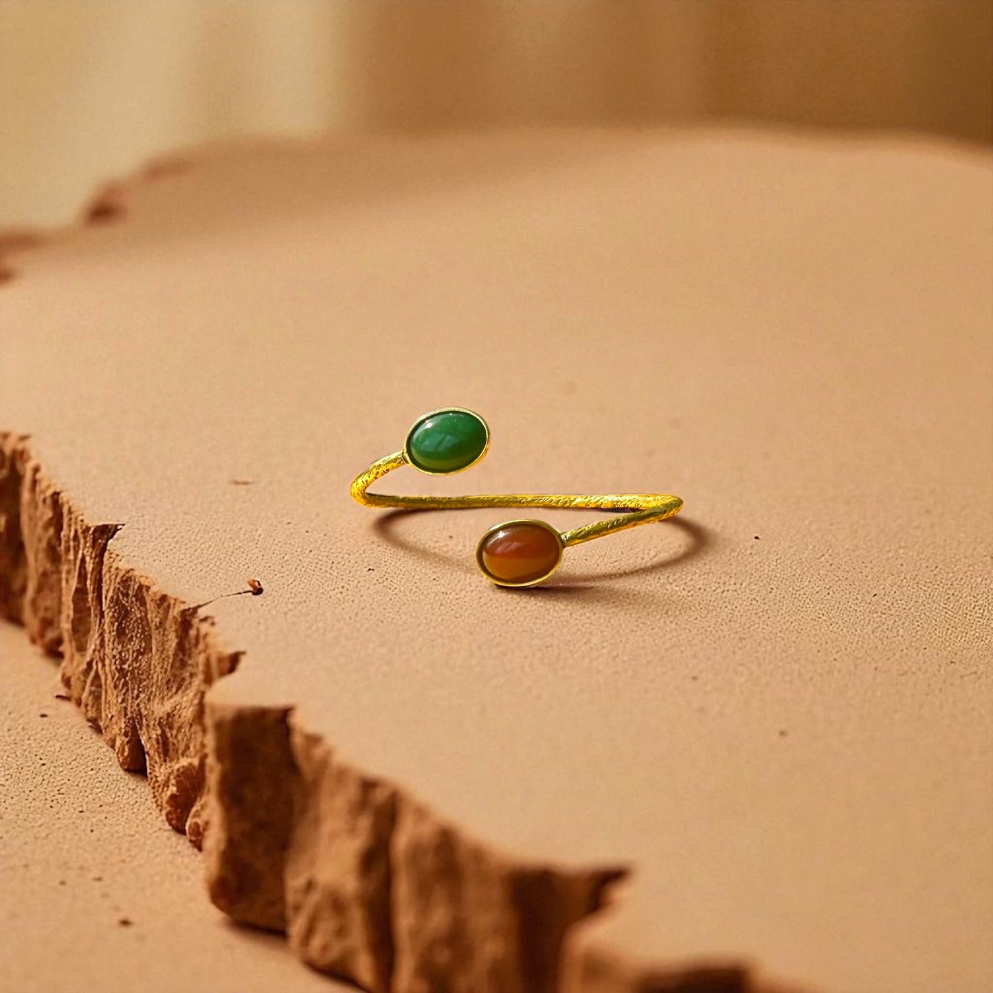 Dabo - Handmade Bracelet in Brass with Natural Stones - Made in Senegal