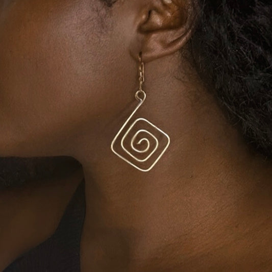 Tafsir - Lightweight Brass Earrings - Handmade in Senegal