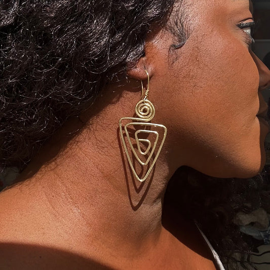 Nyaaré - Handmade Spiral Brass Earrings - Made in Senegal