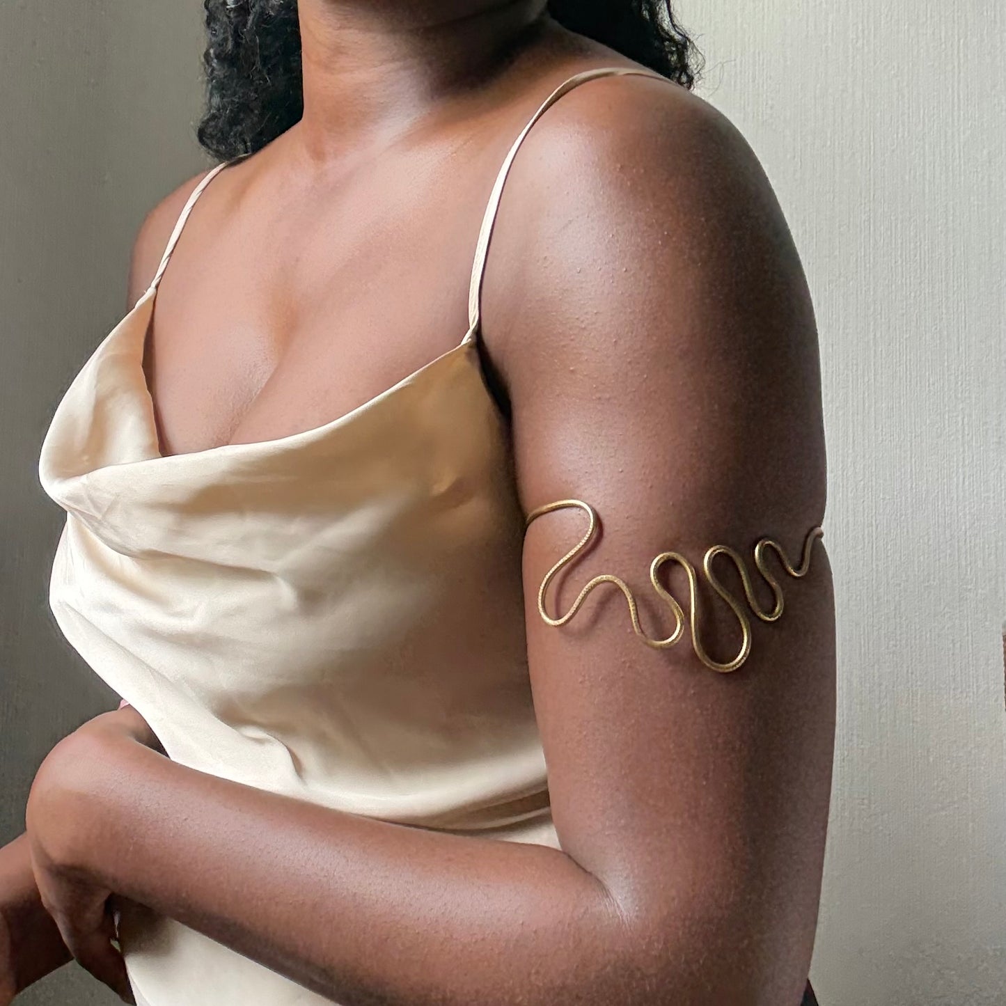 Ziga - Lightweight African brass upper arm bracelet