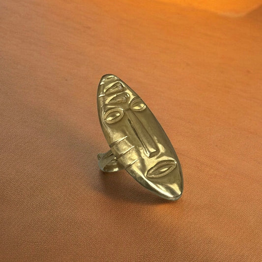 Luma - Lightweight African Mask Ring - Handmade in Senegal