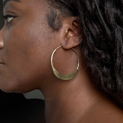 Kimi - Handmade Moon shaped Brass Earrings- Made in Senegal