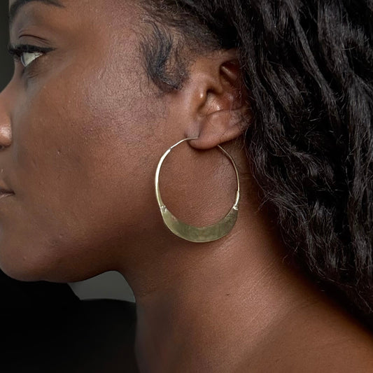 Kimi - Handmade Moon shaped Brass Earrings- Made in Senegal