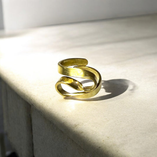 Curled Handmade African brass ring
