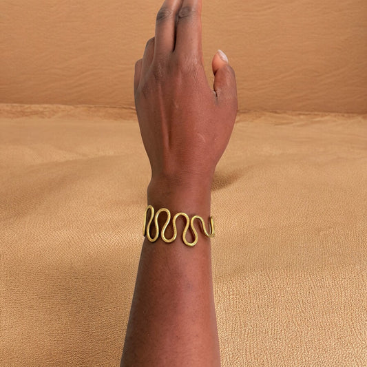 Dundu - Curved Brass Bracelet - Handmade in Senegal, West Africa