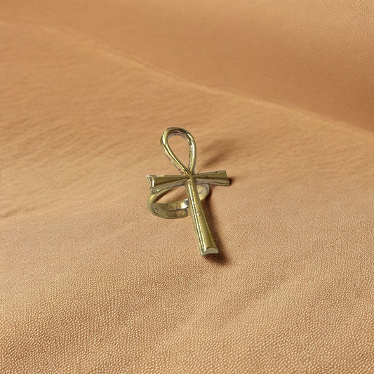 Sènou - Ankh Ring - Adjustable Brass - Handmade in Senegal