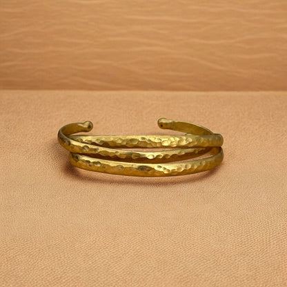 Dita - Handmade Brass Bracelet- Adjustable- Hammered design - Made in Senegal