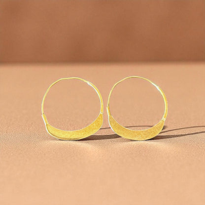 Kimi - Handmade Moon shaped Brass Earrings- Made in Senegal