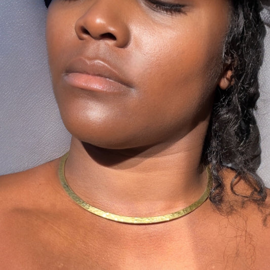 Kura - Hammered Brass Choker Necklace - Handmade in Africa