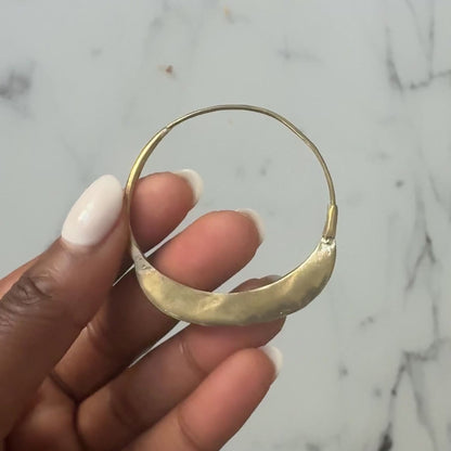 Kimi - Handmade Moon shaped Brass Earrings- Made in Senegal